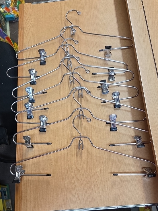 Fuller Other - Fuller Chrome Wire Cloths Hangers, Rubber Clips For‎ Skirts And Pants. Lot Of 7